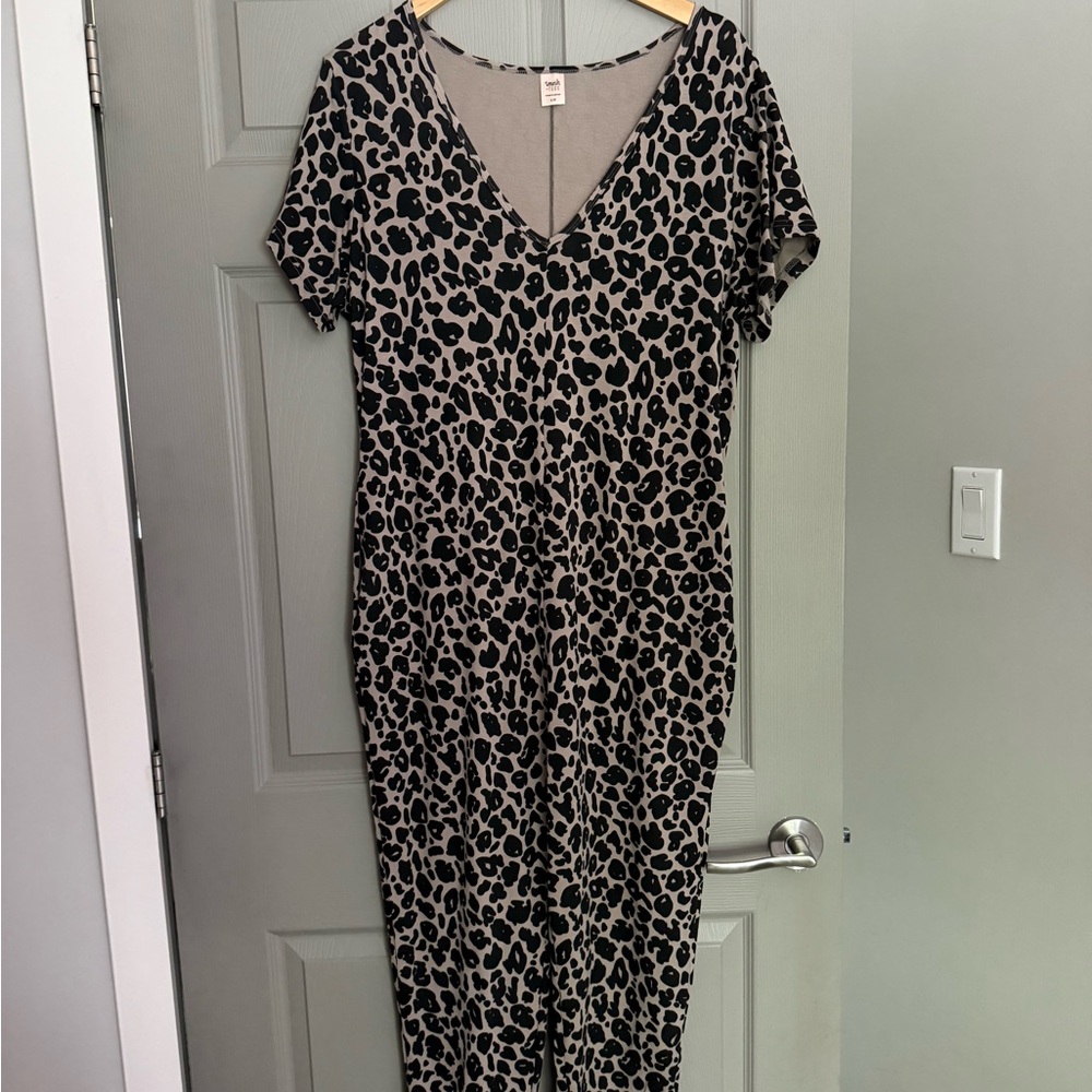 Smash + Tess Black and Tan Leopard Jumpsuit